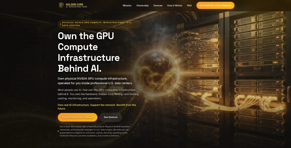 Golden Core Mining website homepage